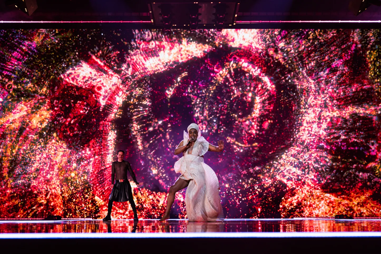 Electric Fields rehearsing One Milkali One Blood for Australia at the First Rehearsal of the First Semi Final at Malmo Arena8