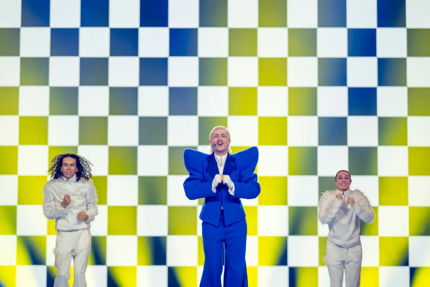 Joost Klein rehearsing Europapa for Netherlands at the First Rehearsal of the Second Semi Final at Malmo Arena1