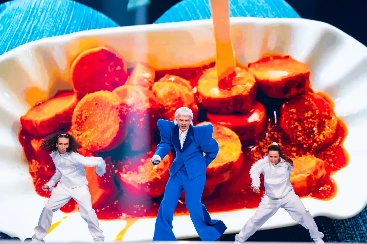 Joost Klein rehearsing Europapa for Netherlands at the First Rehearsal of the Second Semi Final at Malmo Arena8