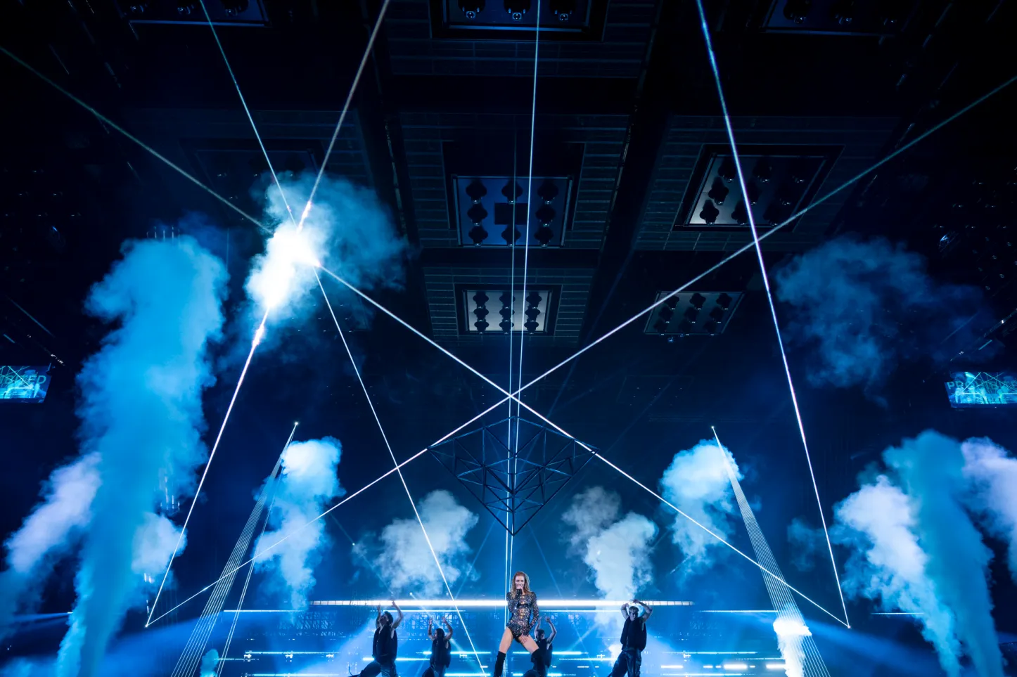 Electric Fields rehearsing One Milkali One Blood for Australia at the First Rehearsal of the First Semi Final at Malmo Arena8