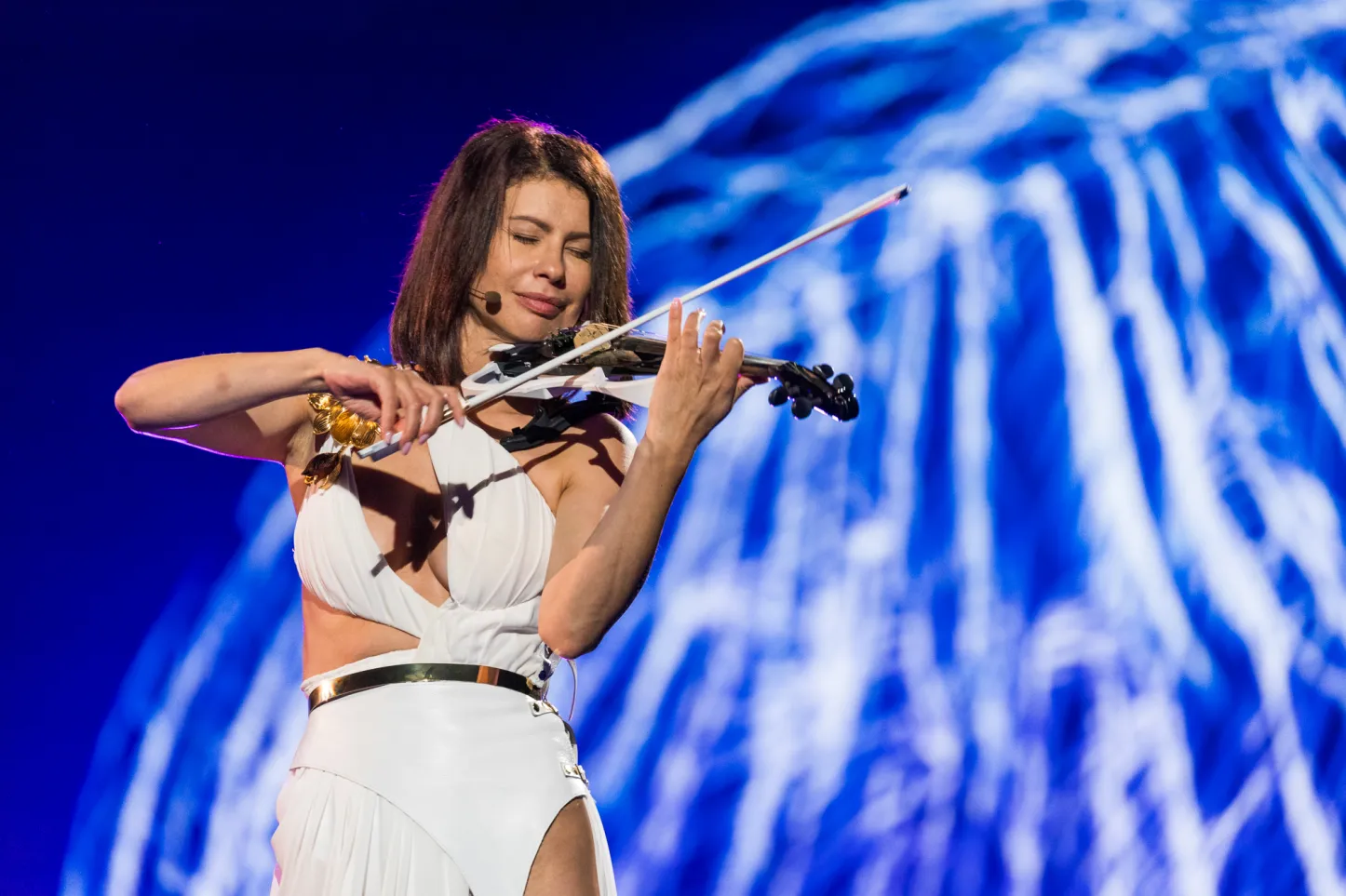 Natalia Barbu rehearsing In The Middle for Moldova at the First Rehearsal of the First Semi Final at Malmo Arena1